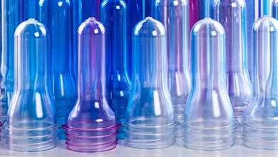 The various type of plastic bottle product and preform material with white background